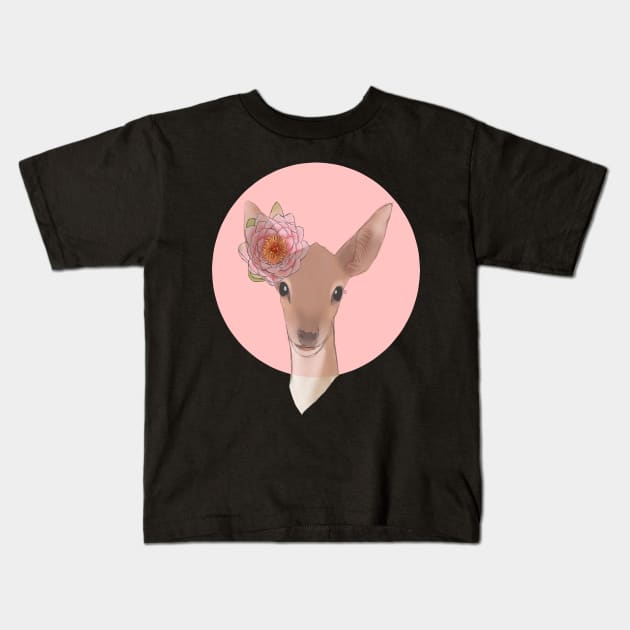 Fawn Kids T-Shirt by Miloeon